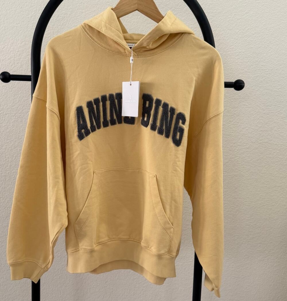 Anine Bing NEW Harry Shrunken Sweatshirt Butter Yellow, Medium